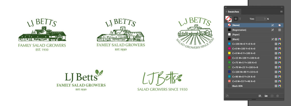 Selection of new logo visuals for LJ Betts