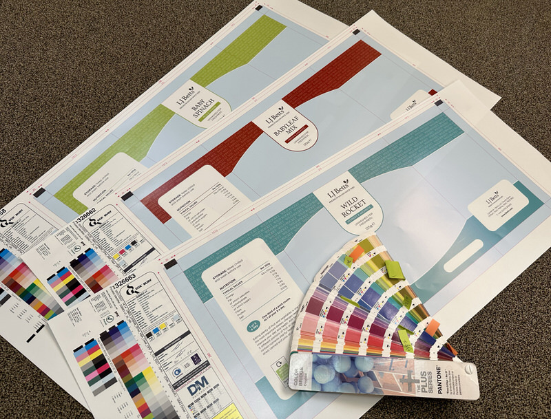 Packaging proofs with colour swatches